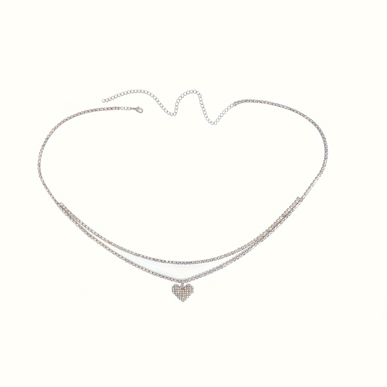 Multi-Layer Heart Waist Chain, Stylish Water Droplet Rhinestone Body Chain Accessory - Image 2