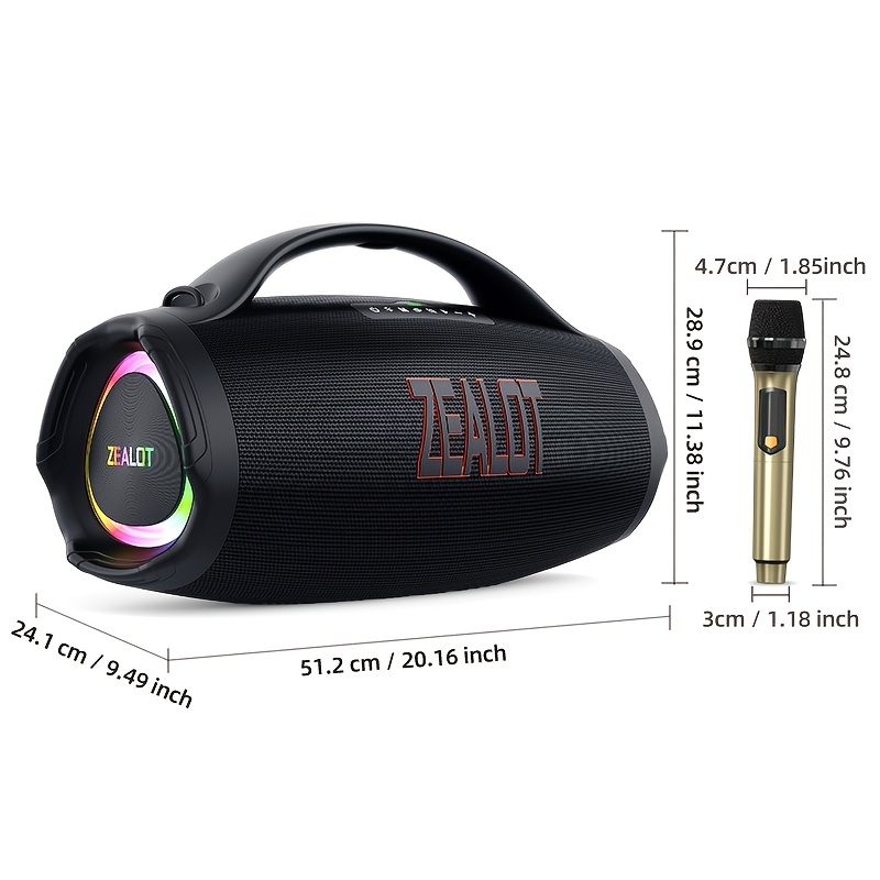 ZEALOT 160W Wireless Speaker with 7.2 Surround Sound, 60H Long Battery Life, Fast Charging, Reverse Charging, Deep Bass & Passive Radiators, Portable Handle, Two Wireless Microphones - Outdoor Beach Party, Camping, Picnics, Beach Accessories, Camping Audio Gear, Stylish Audio Gear, Highquality Audio - Image 6