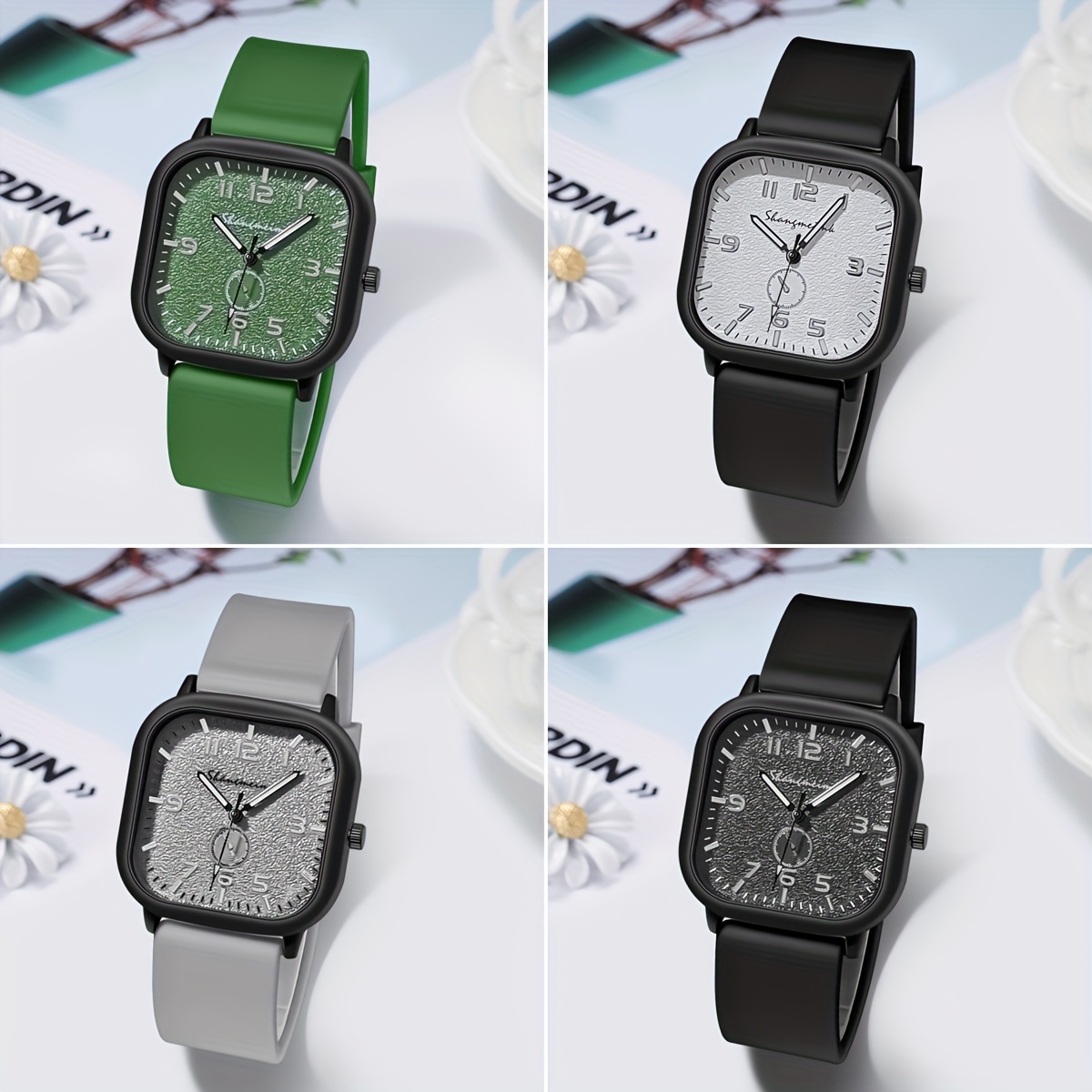 Stylish Minimalist Square Silicone Strap Quartz Watch for Women, Unisex Men's Watch with Alloy Case, Business Casual - Image 2