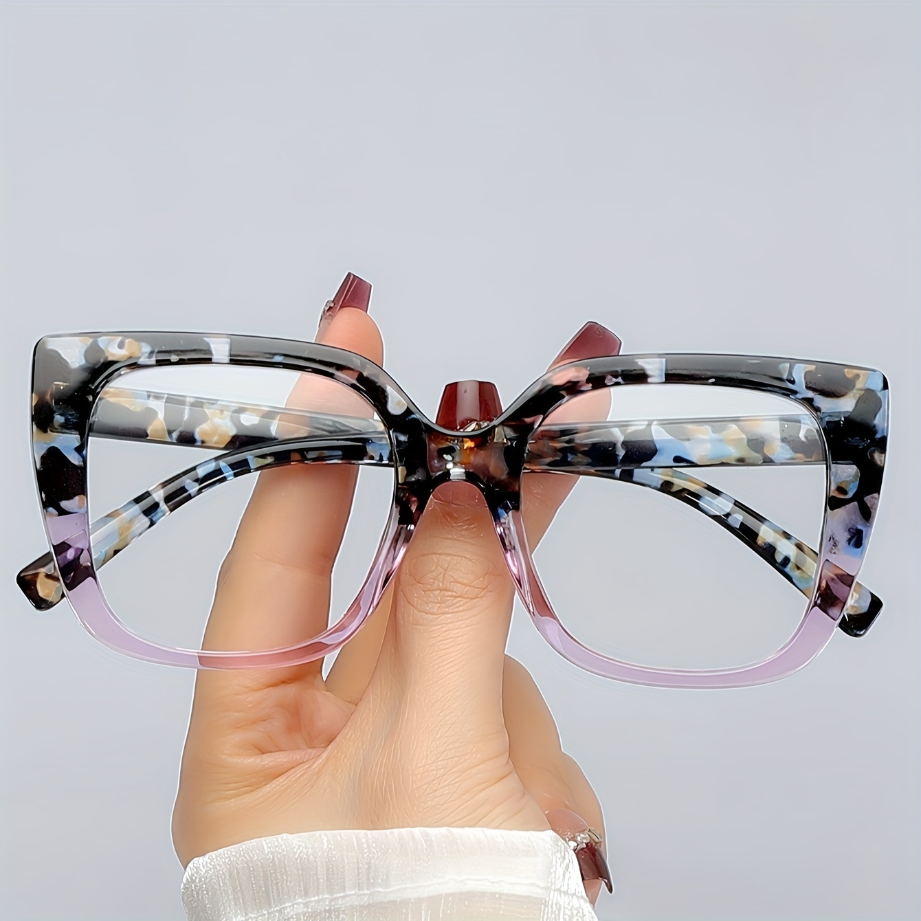 Colorful Rainbow Frame Women's Flat Lens Glasses - Image 4