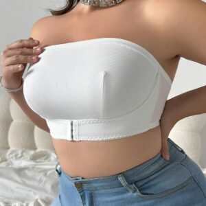 Plus Size Sexy Comfortable Soft Front-Closure Bra | Medium Stretch Fabric, Solid Color