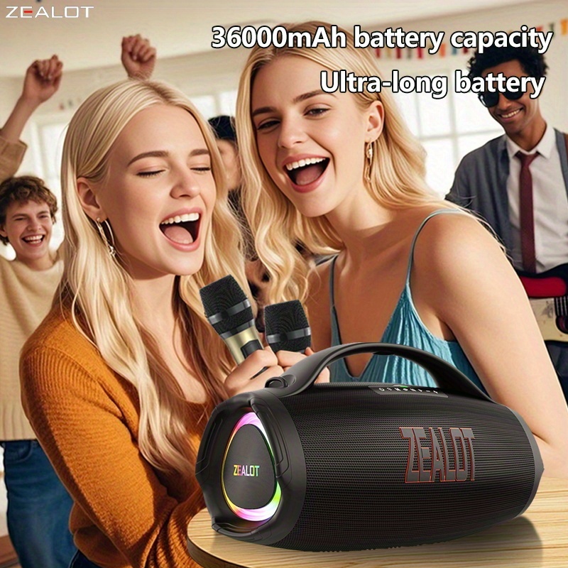 ZEALOT 160W Wireless Speaker with 7.2 Surround Sound, 60H Long Battery Life, Fast Charging, Reverse Charging, Deep Bass & Passive Radiators, Portable Handle, Two Wireless Microphones - Outdoor Beach Party, Camping, Picnics, Beach Accessories, Camping Audio Gear, Stylish Audio Gear, Highquality Audio - Image 9