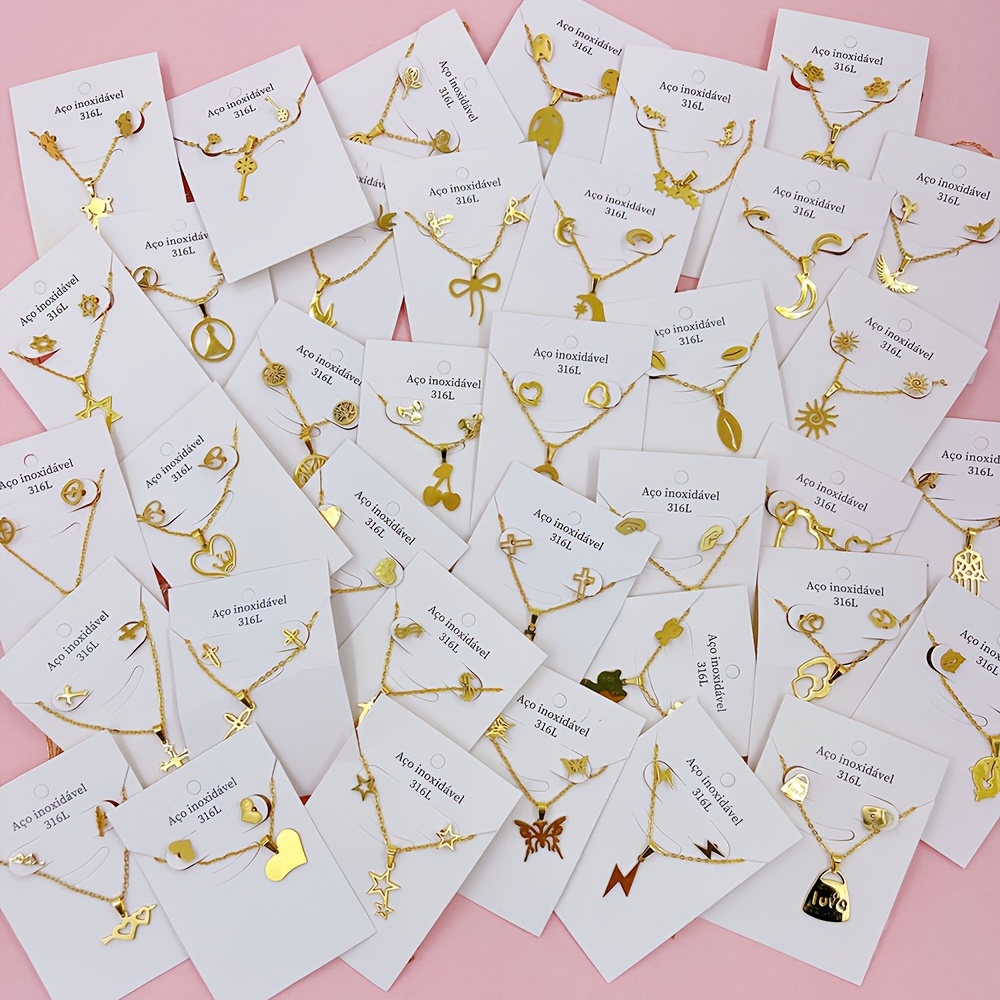 10 Sets of Minimalist Stainless Steel Women's Earrings and Necklace Sets