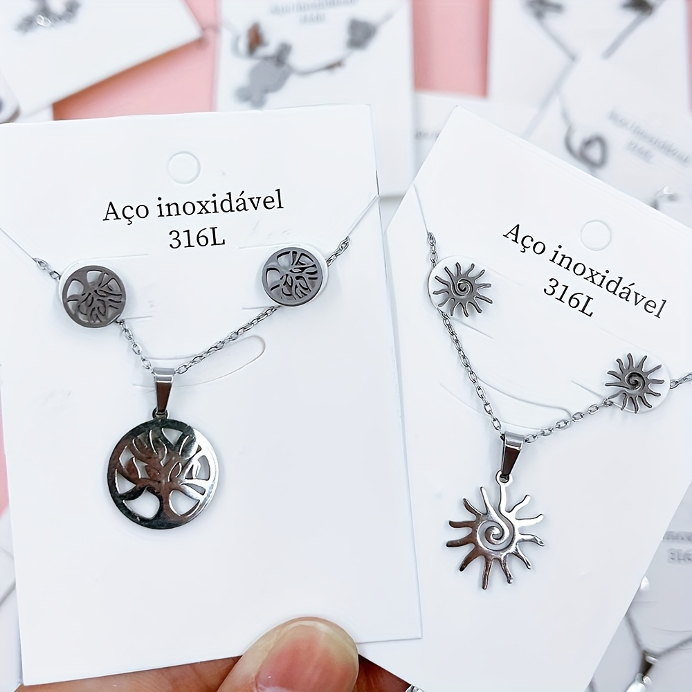 10 Sets of Minimalist Stainless Steel Women's Earrings and Necklace Sets - Image 11