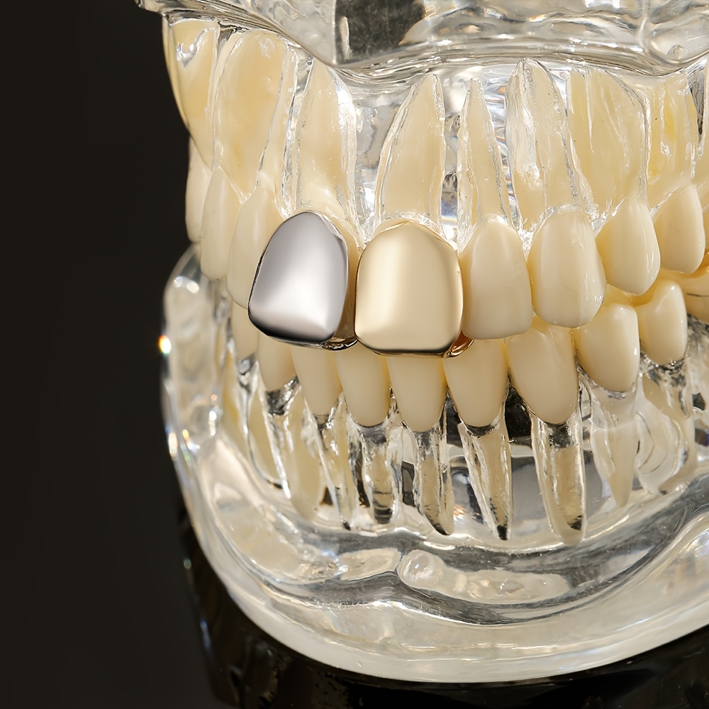 A Single Golden Tooth Grill for Hip-Hop, Exaggerated Style for Both Men And Women, Featuring Side Dental Decorations - Image 5