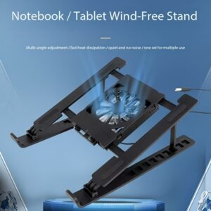New Adjustable Laptop Cooling Stand, Tablet and Notebook Heat Dissipation Rack with Height Adjustment, Foldable Design, High Wind Power and Low Noise, Suitable for Various Scenarios at Home or Office Portable Display Holder