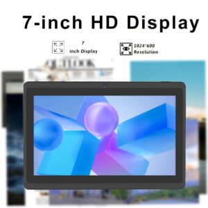 CR 7-Inch Android Tablet RAM 4GB (2GB+2GB Expand), 32GB ROM, Quad-Core High-Frequency Processor, HD IPS Display, Dual Camera, 2.4G+5G WiFi, with Case(Grey, Pink, Blue) Can Options, Pad Tablet for Learing, Gift, Entertainment