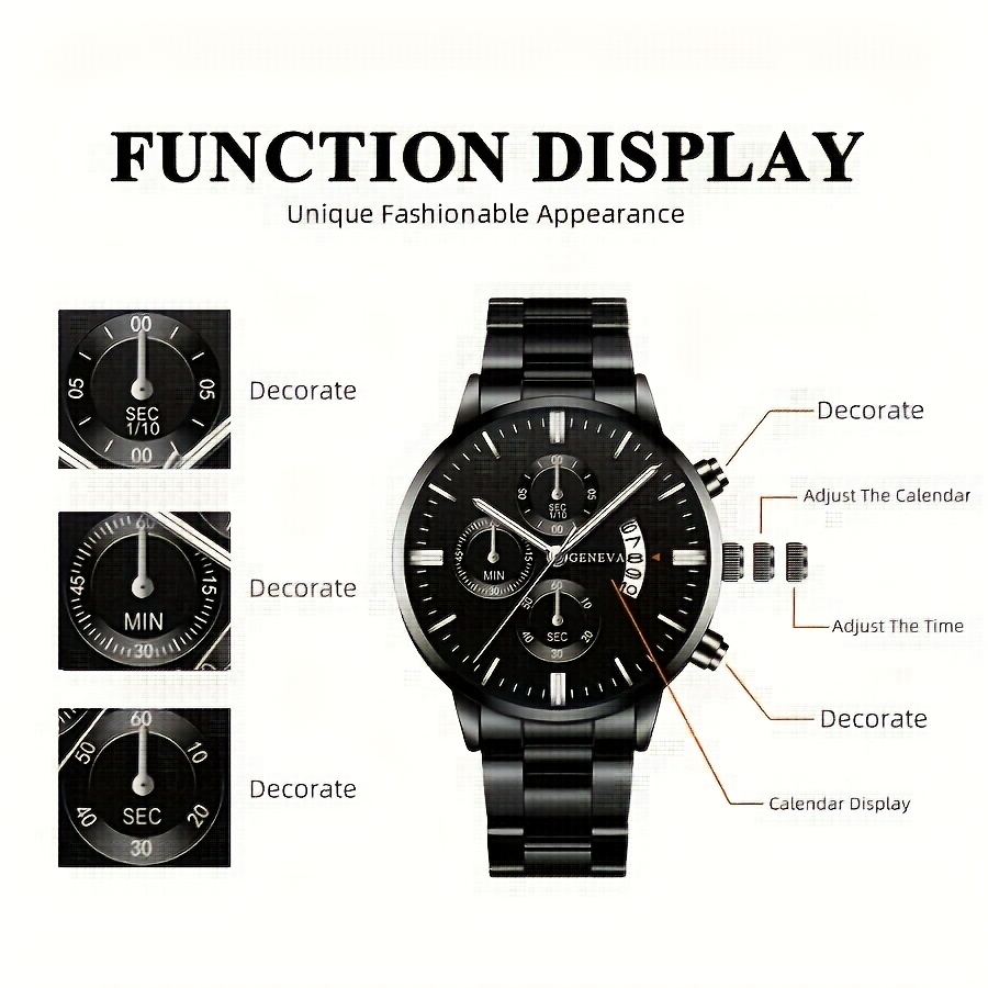 Men'S Business Round Quartz Watch - Image 4