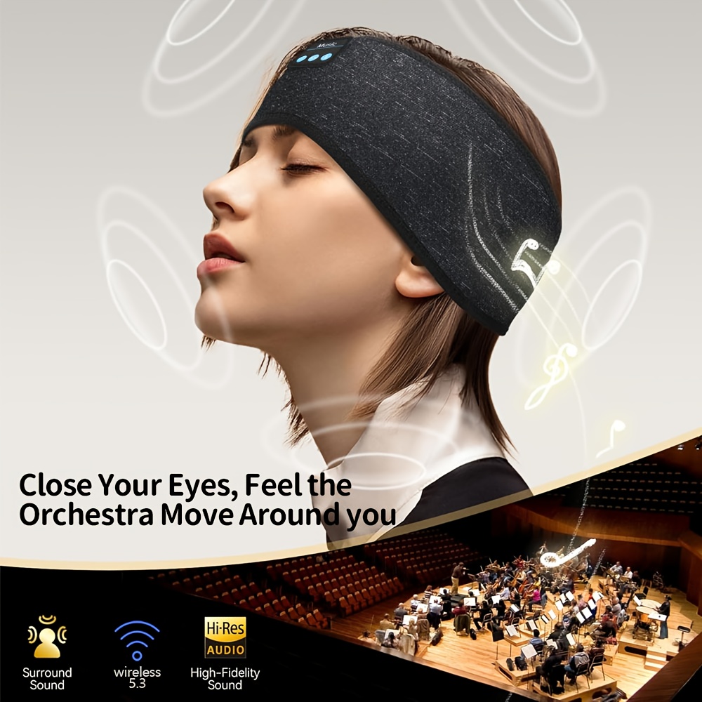 Wireless Wireless Sleep Headphones, Eye Mask Style - Soft, 3-In-1 Sleep Headphones Suitable for Side Sleepers, with 12 Hours of Playback Time, Ultra-Thin Wireless 5.3 Features, Washable, Equipped with Noise Reduction, Traveler Headphones - Halloween - Image 6