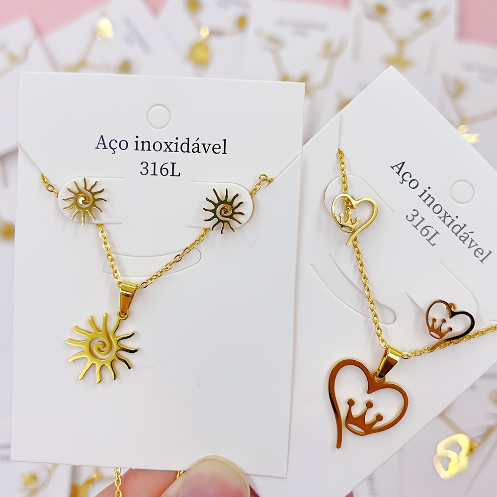 10 Sets of Minimalist Stainless Steel Women's Earrings and Necklace Sets - Image 8