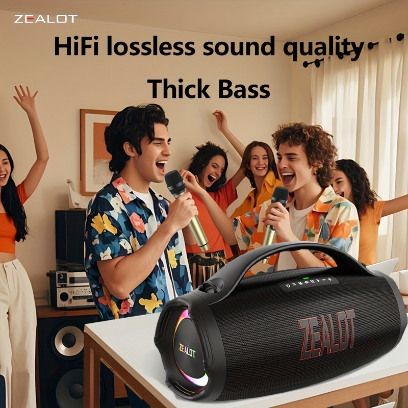 ZEALOT 160W Wireless Speaker with 7.2 Surround Sound, 60H Long Battery Life, Fast Charging, Reverse Charging, Deep Bass & Passive Radiators, Portable Handle, Two Wireless Microphones - Outdoor Beach Party, Camping, Picnics, Beach Accessories, Camping Audio Gear, Stylish Audio Gear, Highquality Audio - Image 10