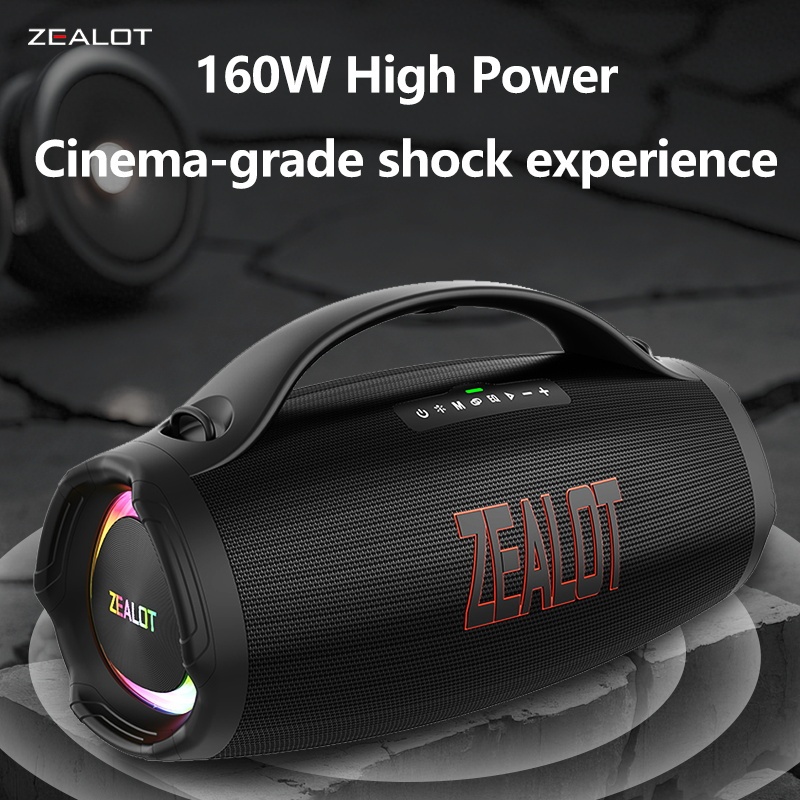 ZEALOT 160W Wireless Speaker with 7.2 Surround Sound, 60H Long Battery Life, Fast Charging, Reverse Charging, Deep Bass & Passive Radiators, Portable Handle, Two Wireless Microphones - Outdoor Beach Party, Camping, Picnics, Beach Accessories, Camping Audio Gear, Stylish Audio Gear, Highquality Audio - Image 2