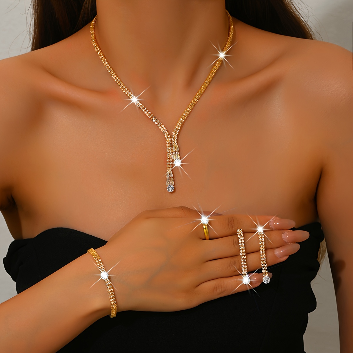 Fashionable and Exquisite Shiny Synthetic Wedding Set - Image 5