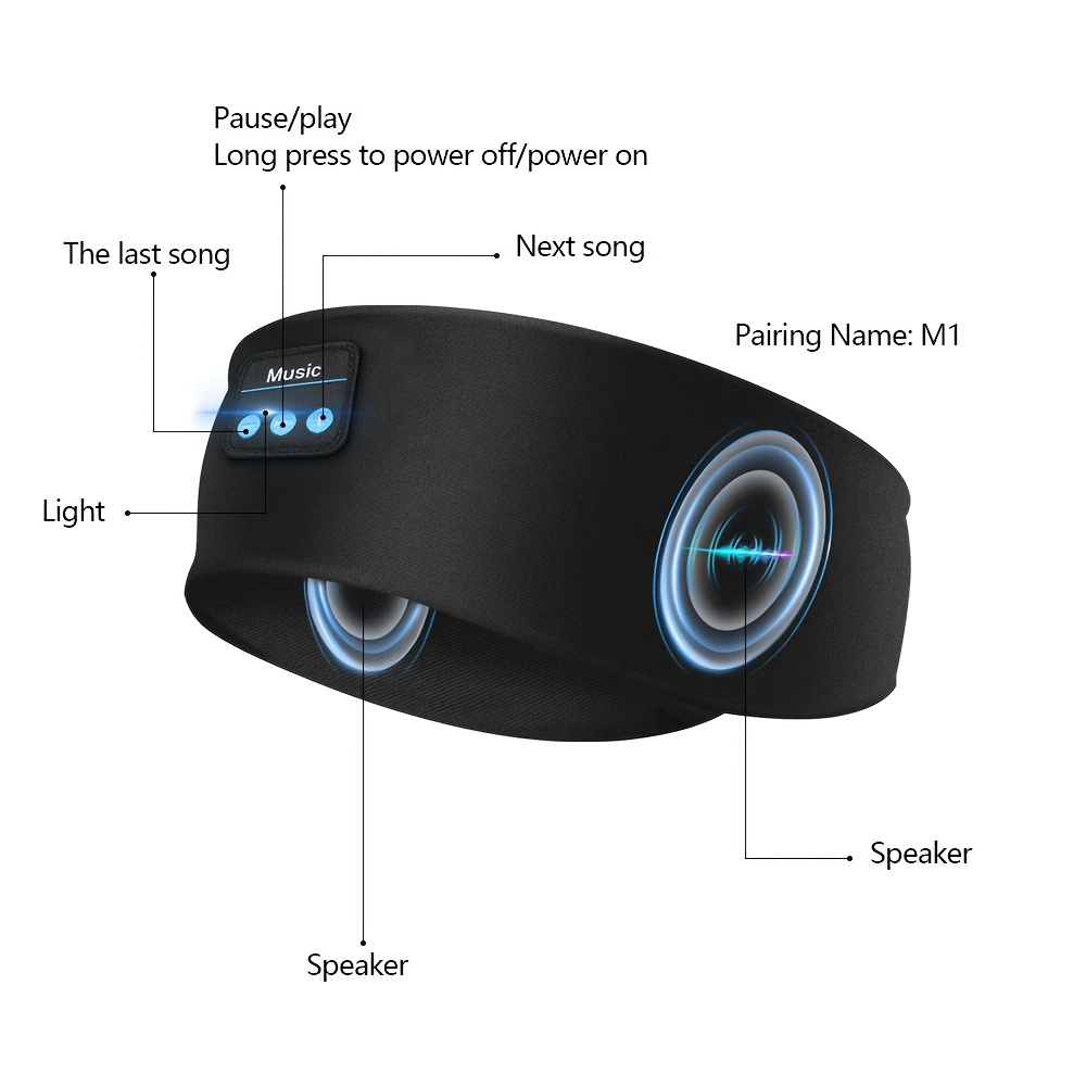 Wireless Wireless Sleep Headphones, Eye Mask Style - Soft, 3-In-1 Sleep Headphones Suitable for Side Sleepers, with 12 Hours of Playback Time, Ultra-Thin Wireless 5.3 Features, Washable, Equipped with Noise Reduction, Traveler Headphones - Halloween - Image 2