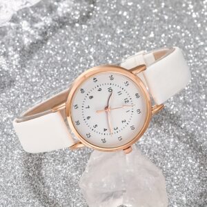 5pcs Women's Bohemian Quartz Watch & Jewelry Set - Round PU Leather Strap, Zinc Alloy Case with Matching Bracelet, Elegant Watch for Birthdays, Christmas, Valentine's Gift, Casual Attire & Special Occasions - Quartz Movement Timepiece