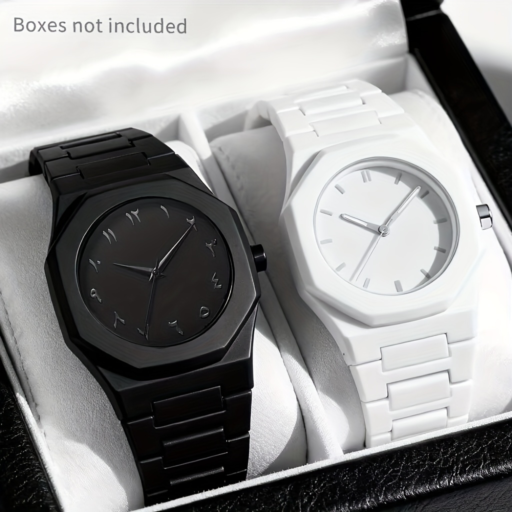 SHAARMS 2pcs Men' & Women' Analog Quartz Watch Matching Pair - Minimalist Round Analog Wristwatches with Analog Display, Suitable for Christmas, Valentine' Day, Birthdays - Matching Watches - Image 6