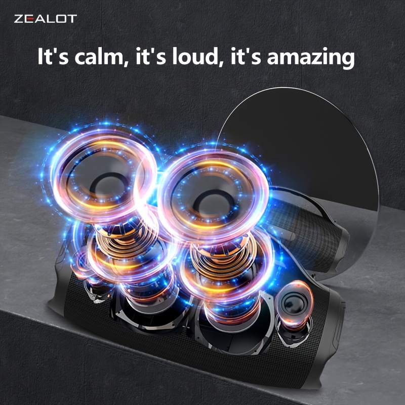 ZEALOT 160W Wireless Speaker with 7.2 Surround Sound, 60H Long Battery Life, Fast Charging, Reverse Charging, Deep Bass & Passive Radiators, Portable Handle, Two Wireless Microphones - Outdoor Beach Party, Camping, Picnics, Beach Accessories, Camping Audio Gear, Stylish Audio Gear, Highquality Audio - Image 8
