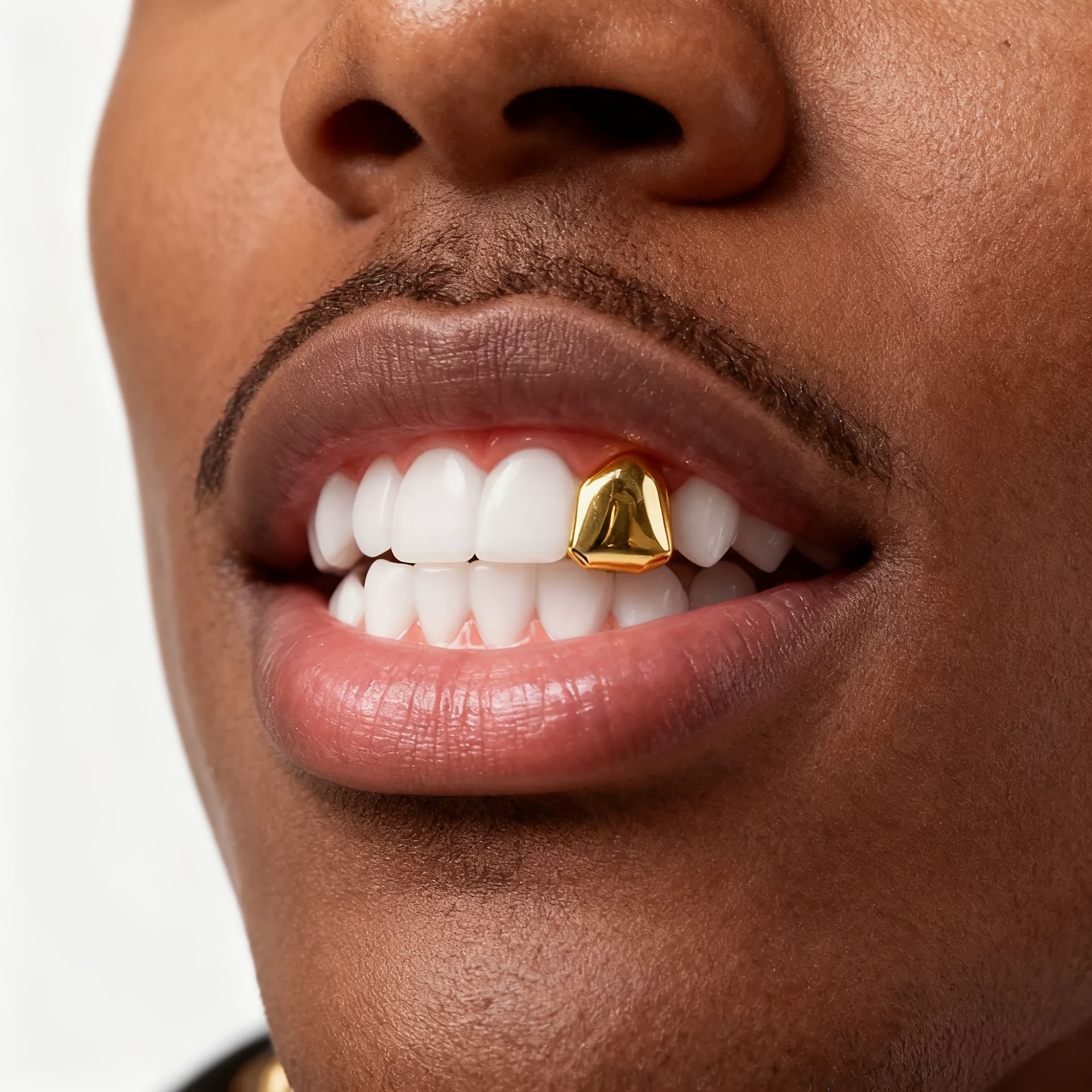 A Single Golden Tooth Grill for Hip-Hop, Exaggerated Style for Both Men And Women, Featuring Side Dental Decorations - Image 3