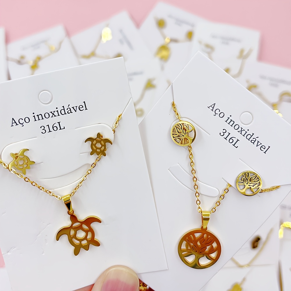 10 Sets of Minimalist Stainless Steel Women's Earrings and Necklace Sets - Image 9