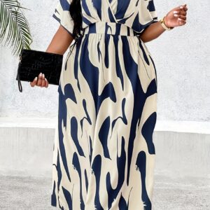Plus Size - Plus Size - Plus-Size Women'S V-Neck Printed Dress