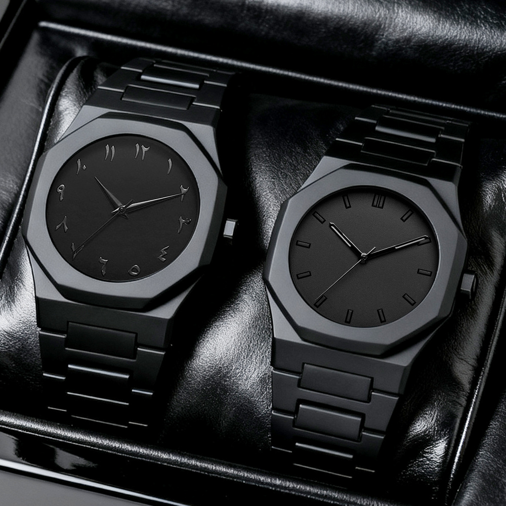 SHAARMS 2pcs Men' & Women' Analog Quartz Watch Matching Pair - Minimalist Round Analog Wristwatches with Analog Display, Suitable for Christmas, Valentine' Day, Birthdays - Matching Watches - Image 2