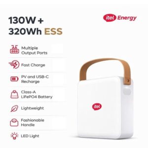 itel 100,000mAh 320Wh Power Go Portable Power Station 130W, LiFePO4 Battery IESS-320T